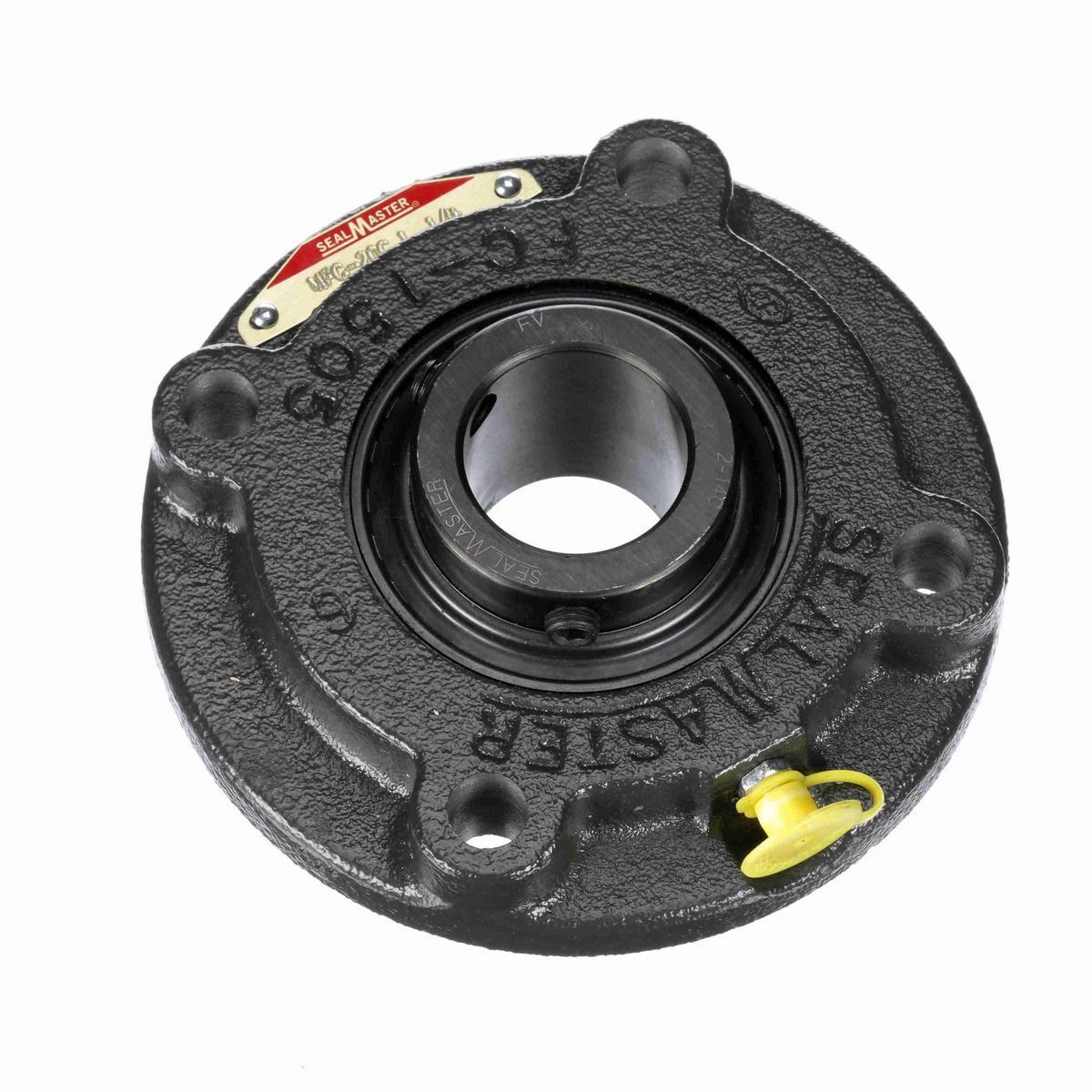 Sealmaster Mounted Cast Iron Flange Cartridge Ball Bearing - 52100 Bearing Steel, Black Oxided - Setscrew Lock - MFC-20C