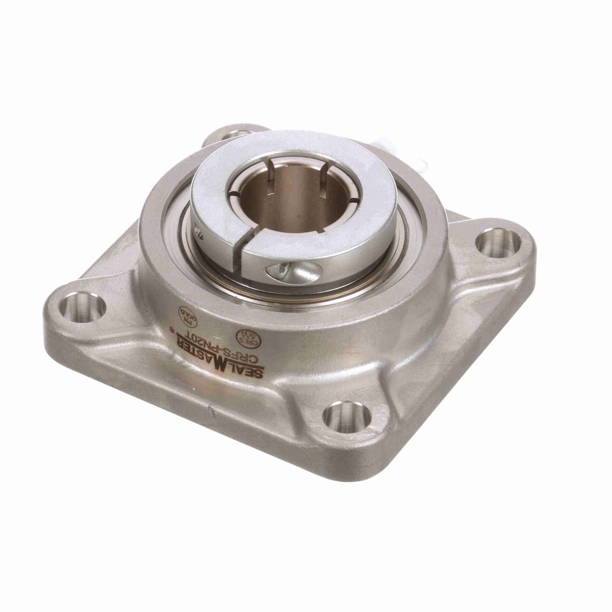 Sealmaster Mounted Stainless Steel Four Bolt Flange Ball Bearing - 52100 Bearing Steel, Phosphorus Nickel Coated - Concentric Lock - Corrosion Resistant - CRFS-PN20T