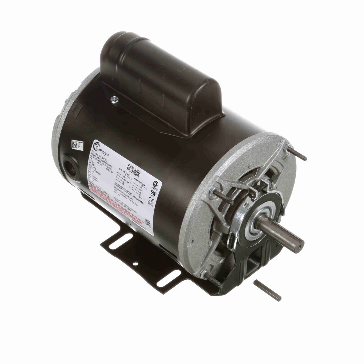 Century Fan and Blower Motor, 0.5 HP, 1 Ph, 60 Hz, 115/208-230 V, 1800 RPM, 56 Frame, DP - C412V2
