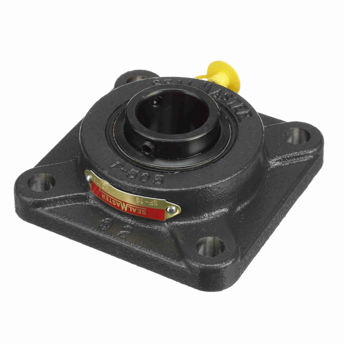 Sealmaster Mounted Cast Iron Four Bolt Flange Ball Bearing - 52100 Bearing Steel, Black Oxided - Setscrew Lock - SF-19