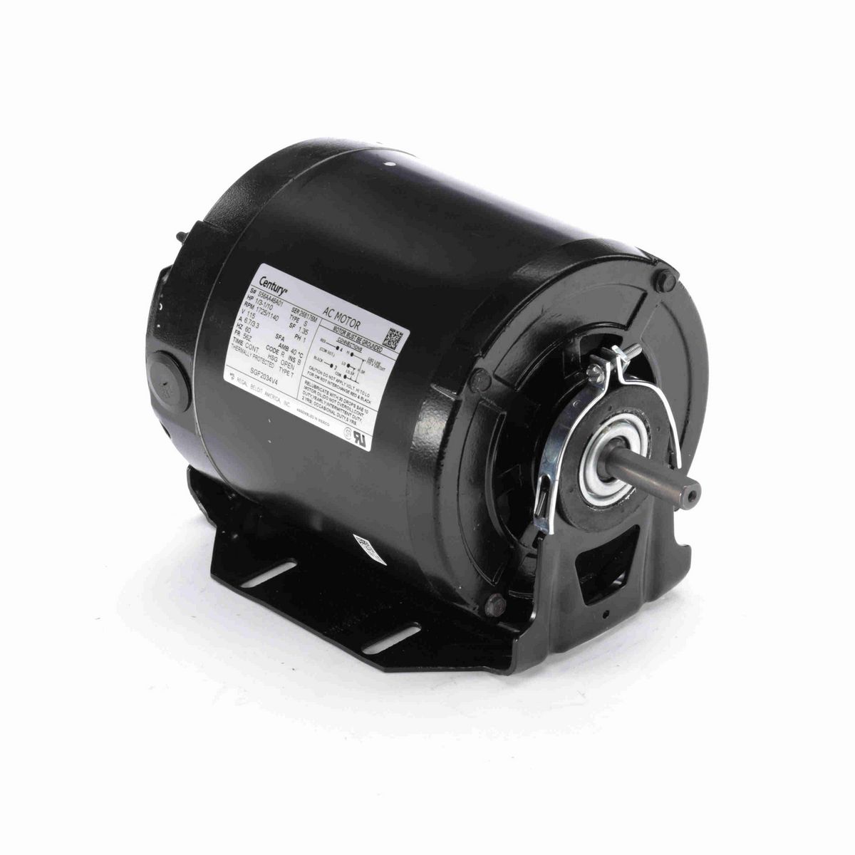 Century Fan and Blower Motor, 1/3-1/10 HP, 1 Ph, 60 Hz, 115 V, 1800 RPM, 56Z Frame, OPEN - SGF2034V4