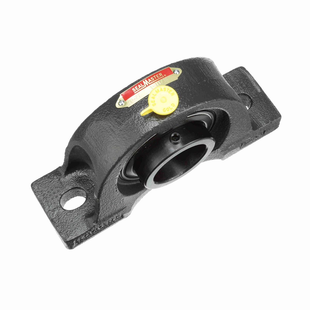 Sealmaster Mounted Cast Iron Two Bolt Pillow Block Ball Bearing - 52100 Bearing Steel, Black Oxided - Setscrew Lock - NP-27