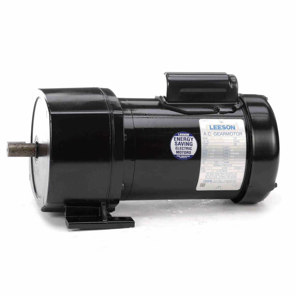 LEESON Parallel Shaft Gearmotor, 0.50 HP, 1 Ph, 60 Hz, 115/208-230 V, 133 RPM, 48Y Frame, TEFC - 107014.00