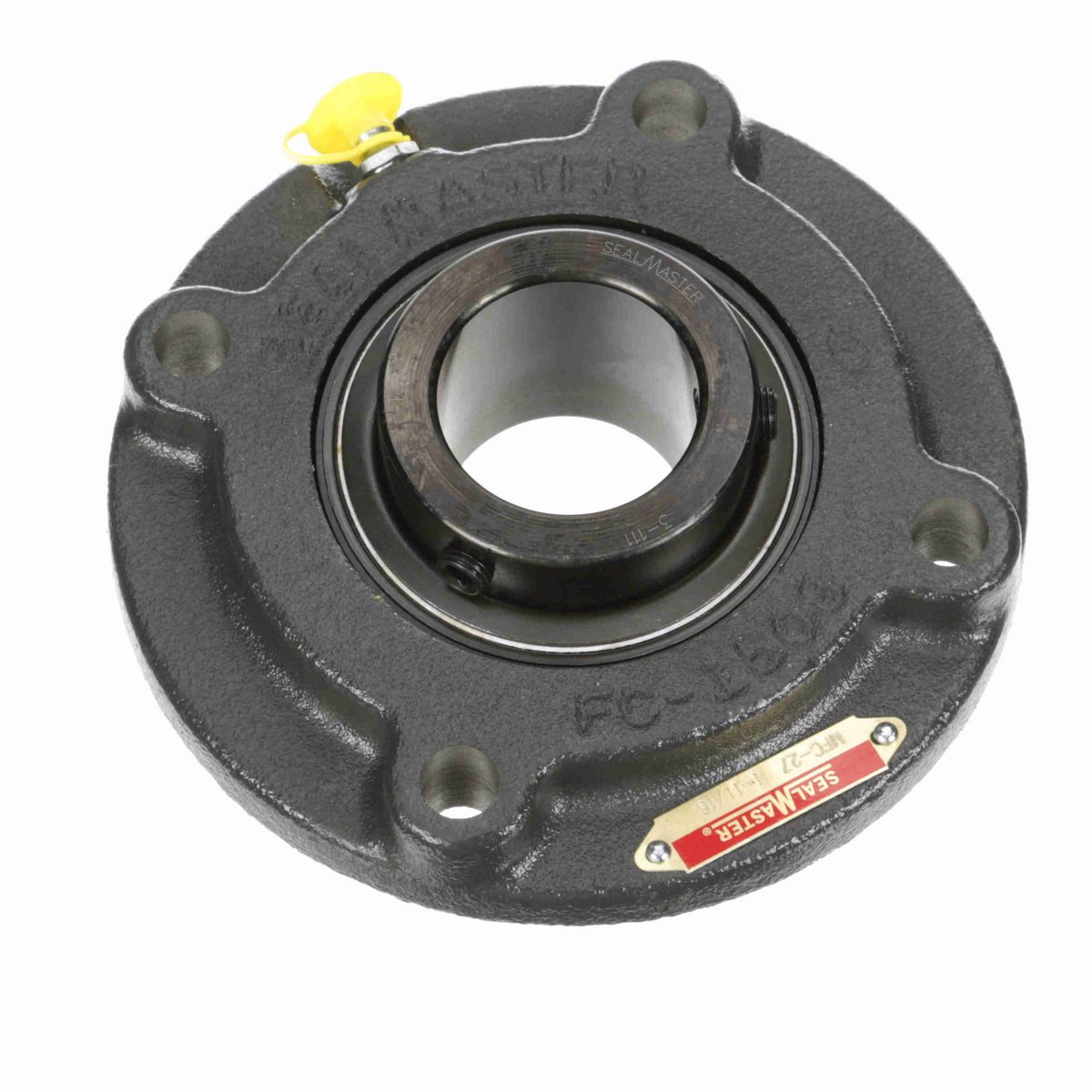 Sealmaster Mounted Cast Iron Flange Cartridge Ball Bearing - 52100 Bearing Steel, Black Oxided - Setscrew Lock - MFC-27