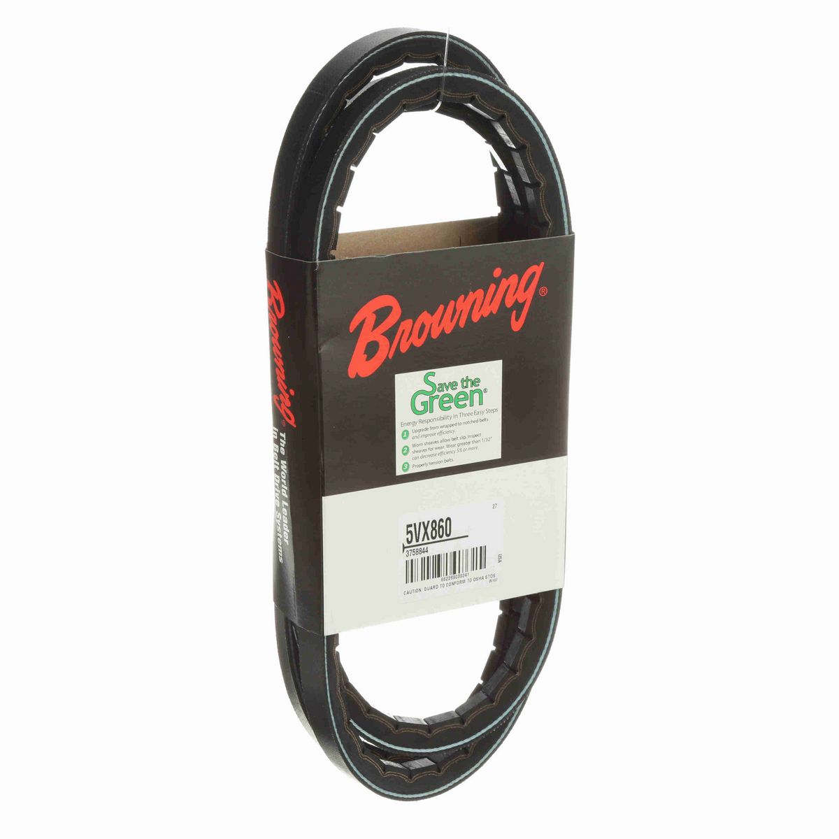 Browning EPDM Notched Belt 98% Efficient - 5VX860