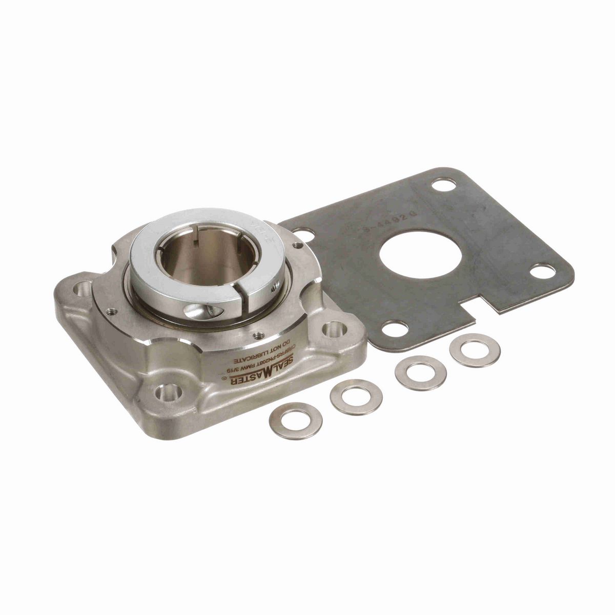 Sealmaster Mounted Stainless Steel Four Bolt Flange Ball Bearing - 52100 Bearing Steel, Phosphorus Nickel Coated - Concentric Lock - Corrosion Resistant - Reduced Maintenance - Lubed for Life - CRBFRS-PN208T RMW