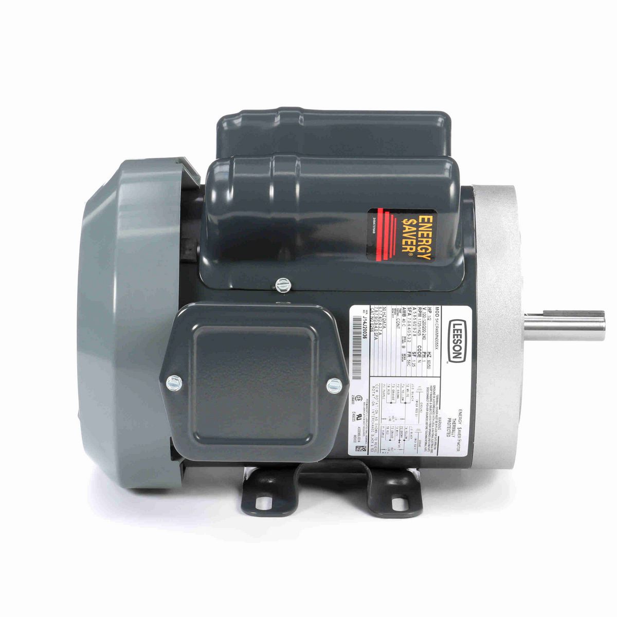LEESON General Purpose Motor, 0.50 HP, 1 Ph, 60 Hz, 100-120/200-240 V, 1800 RPM, 56C Frame, TEFC - E266