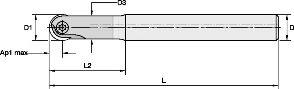 Indexable Ball Nose Finisher Kennametal KDMB - Ball Nose Finisher - Necked End Mills - Carbide - Inch [4177171]