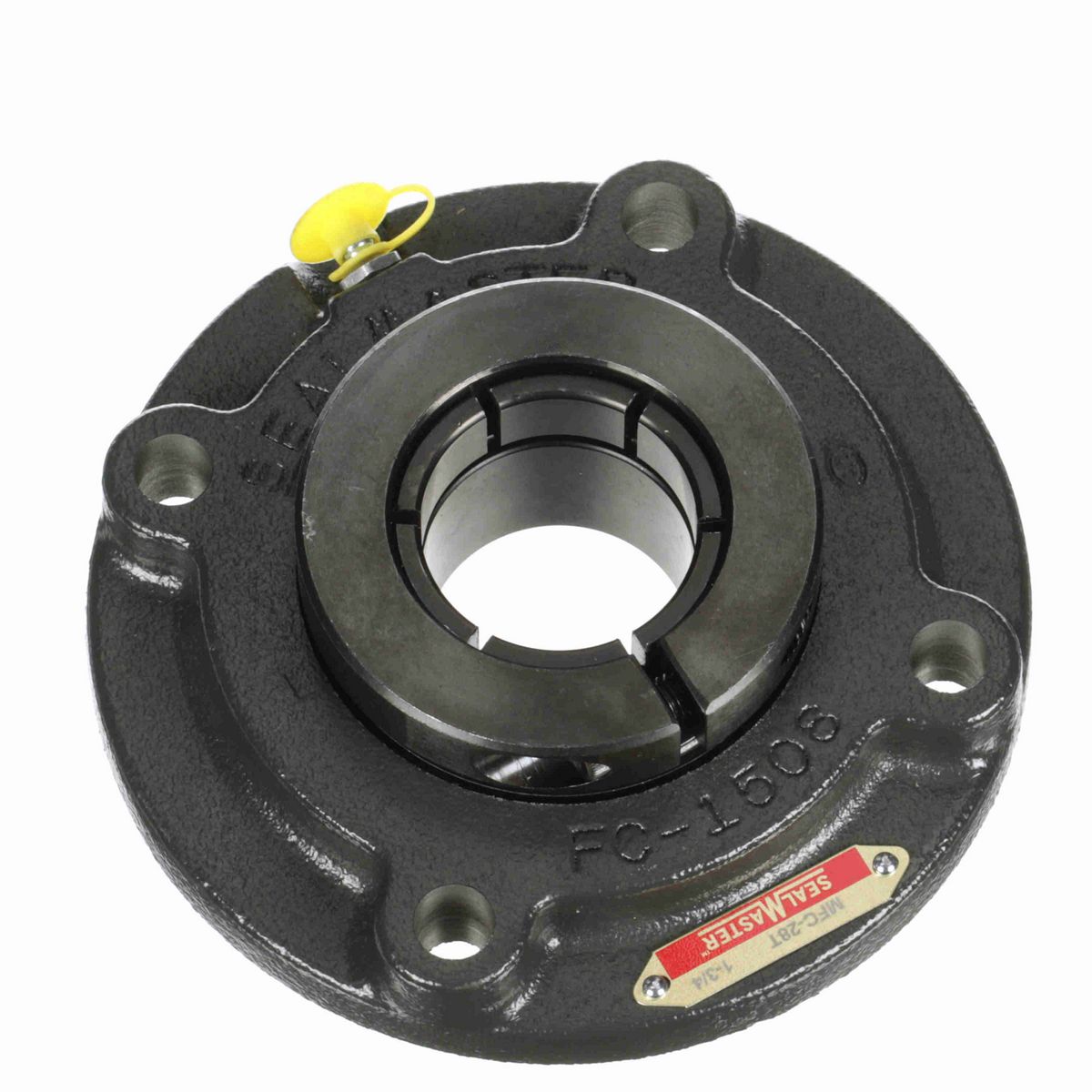 Sealmaster Mounted Cast Iron Flange Cartridge Ball Bearing - 52100 Bearing Steel, Black Oxided - Concentric Lock - MFC-28T