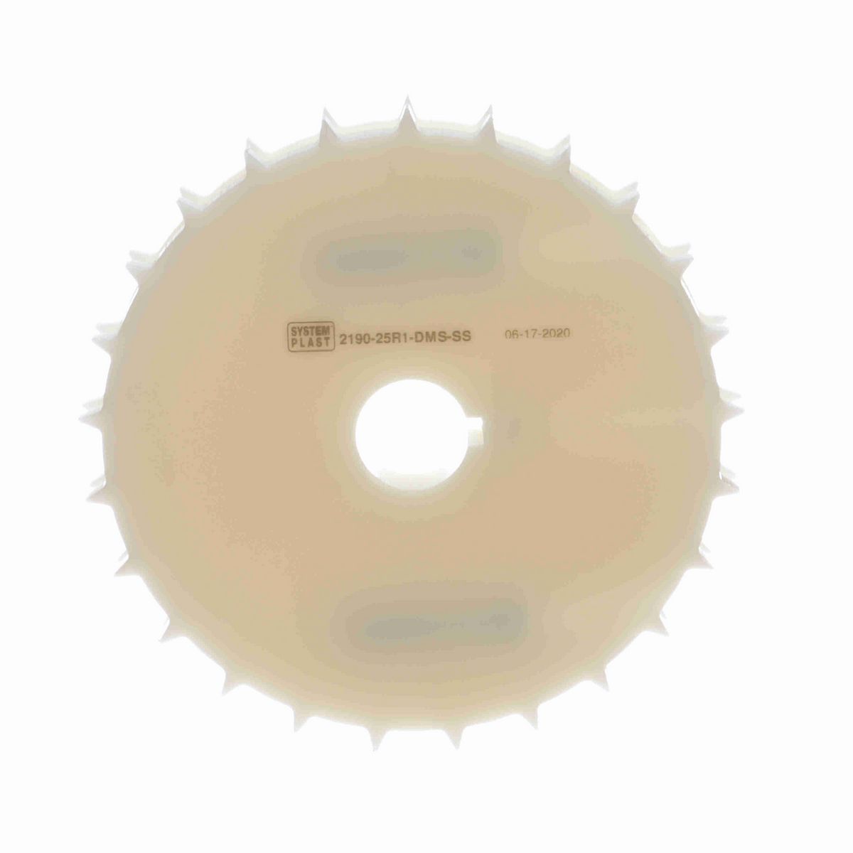 System Plast 2190 Series Split Machined Sprocket with 25 Teeth, a 1in Round Shaft-Ready Bore and Setscrew - 2190-25R1-DMS-SS
