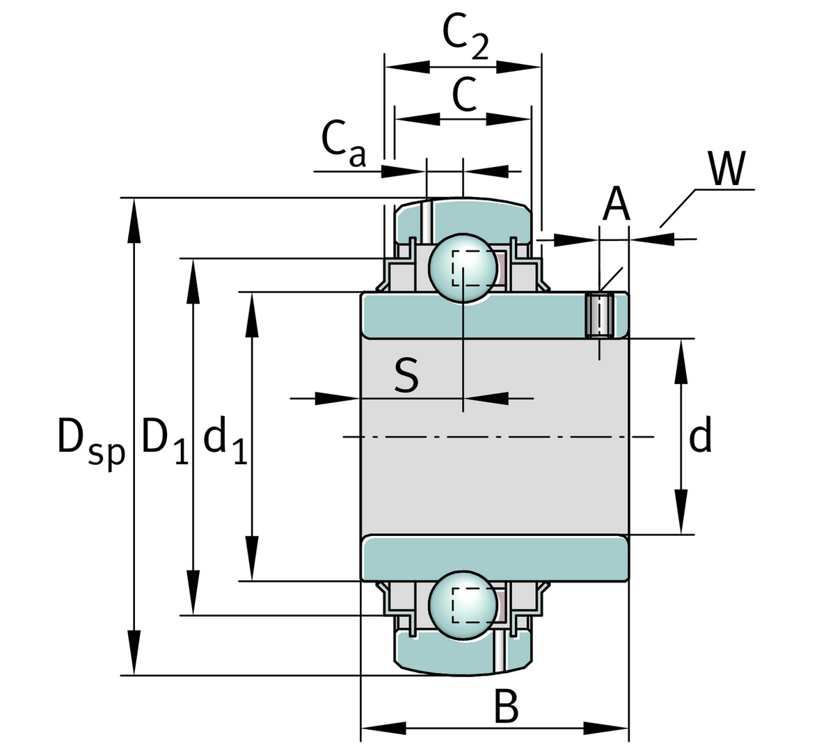Радиальный закрепляемый шарикоподшипник INA GY1215-KRR-B-AS2/V
