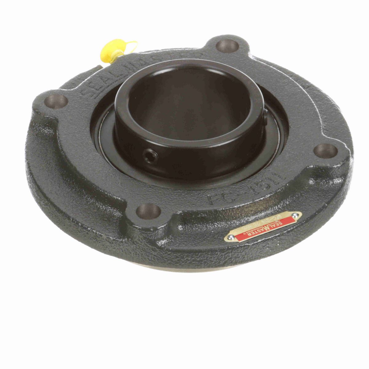Sealmaster Mounted Cast Iron Flange Cartridge Ball Bearing - 52100 Bearing Steel, Black Oxided - Setscrew Lock - SFC-214