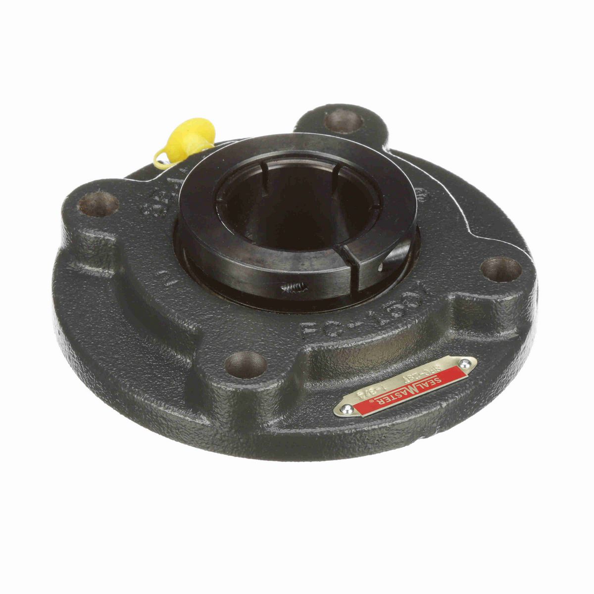 Sealmaster Mounted Cast Iron Flange Cartridge Ball Bearing - 52100 Bearing Steel, Black Oxided - Concentric Lock - SFC-28T
