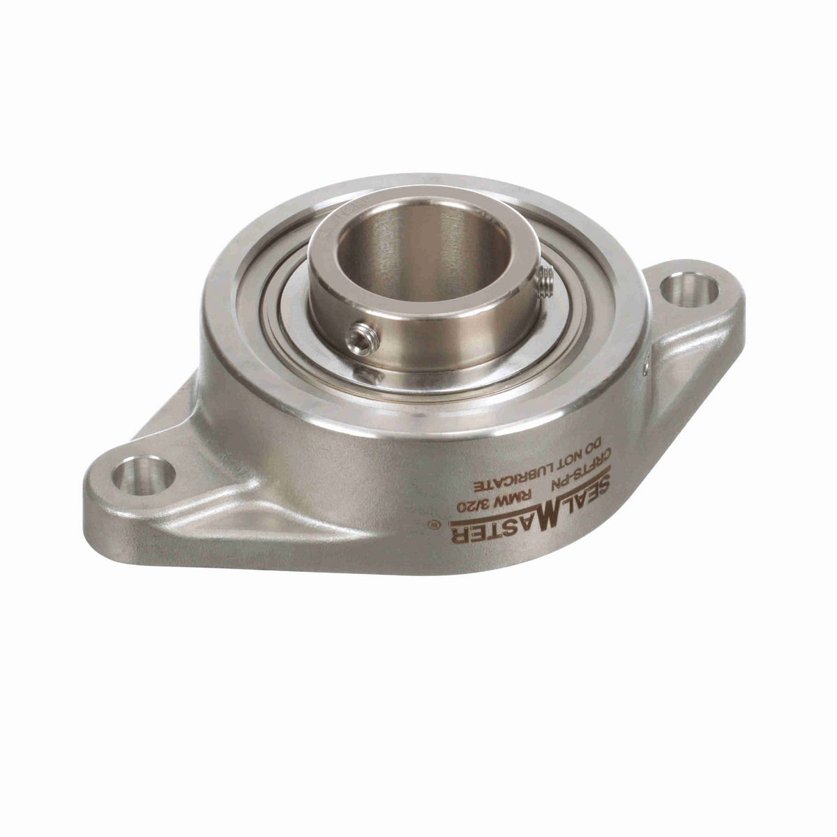 Sealmaster Mounted Stainless Steel Two Bolt Flange Ball Bearing - 52100 Bearing Steel, Phosphorus Nickel Coated - Setscrew Lock - Corrosion Resistant - Reduced Maintenance - Lubed for Life - CRFTS-PN23 RMW