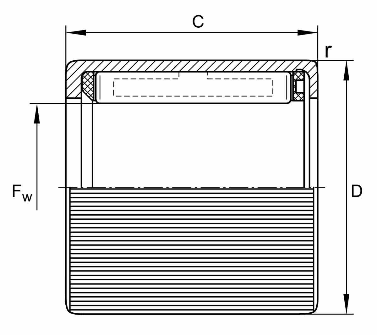 Обгонная муфта со штампованным наружным кольцом INA HF0612-R-RR
