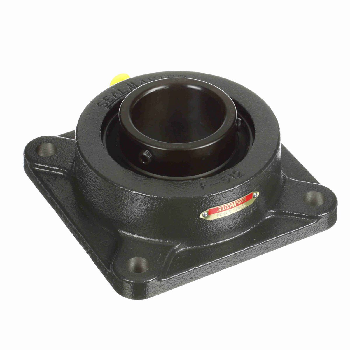Sealmaster Mounted Cast Iron Four Bolt Flange Ball Bearing - 52100 Bearing Steel, Black Oxided - Setscrew Lock - SF-43C