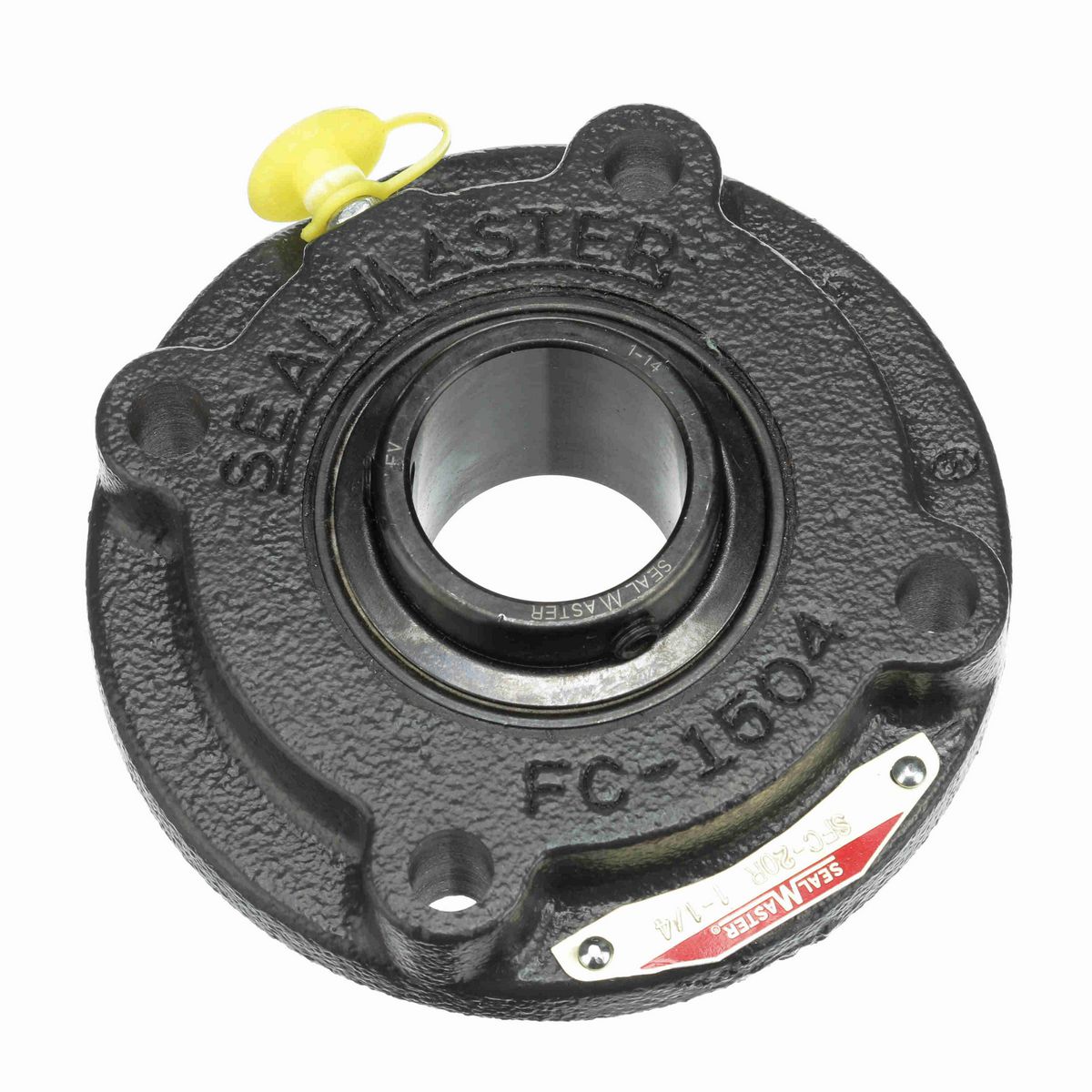 Sealmaster Mounted Cast Iron Flange Cartridge Ball Bearing - 52100 Bearing Steel, Black Oxided - Setscrew Lock - SFC-20R