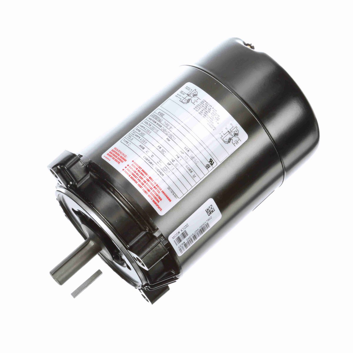 Century Jet Pump Motor, 1/3 HP, 1 Ph, 60 Hz, 230/115 V, 3600 RPM, 56C Frame, ODP - K1032