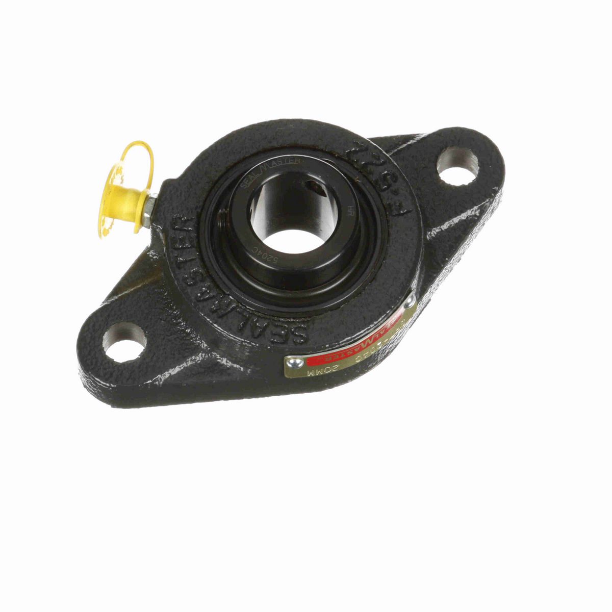 Sealmaster Mounted Cast Iron Two Bolt Flange Ball Bearing - 52100 Bearing Steel, Black Oxided - Setscrew Lock - SFT-204C