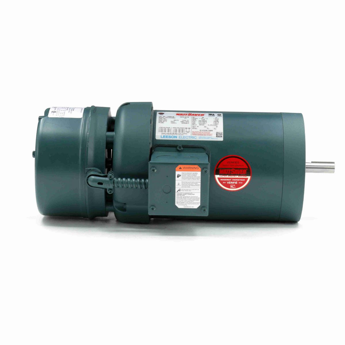 LEESON Brake Motor, 1.50 & 1 HP, 3 Ph, 60 & 50 Hz, 230/460 & 190/380 V, 1800 & 1500 RPM, 56C Frame, TEFC - 119565.00