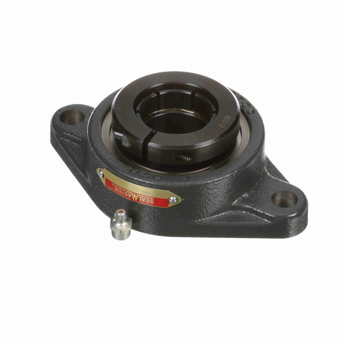 Sealmaster Mounted Cast Iron Two Bolt Flange Ball Bearing - 52100 Bearing Steel, Black Oxided - Concentric Lock - SFTMH-23T