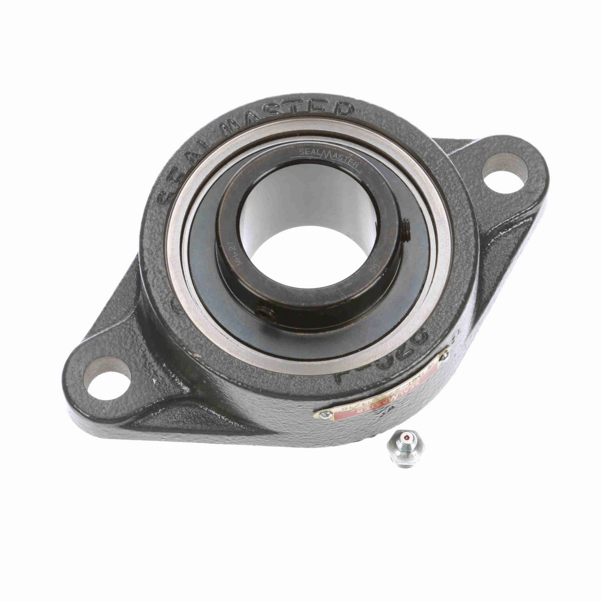 Sealmaster Mounted Cast Iron Two Bolt Flange Ball Bearing - 52100 Bearing Steel, Black Oxided - Setscrew Lock - SFTMH-27