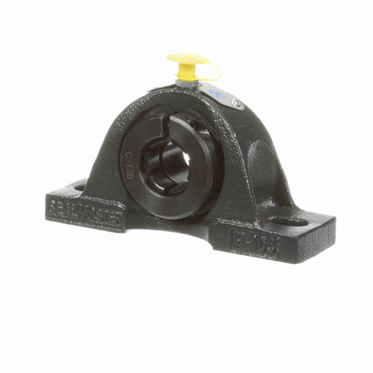 Sealmaster Mounted Cast Iron Two Bolt Pillow Block Ball Bearing - 52100 Bearing Steel, Black Oxided - Concentric Lock - NP-204TMC