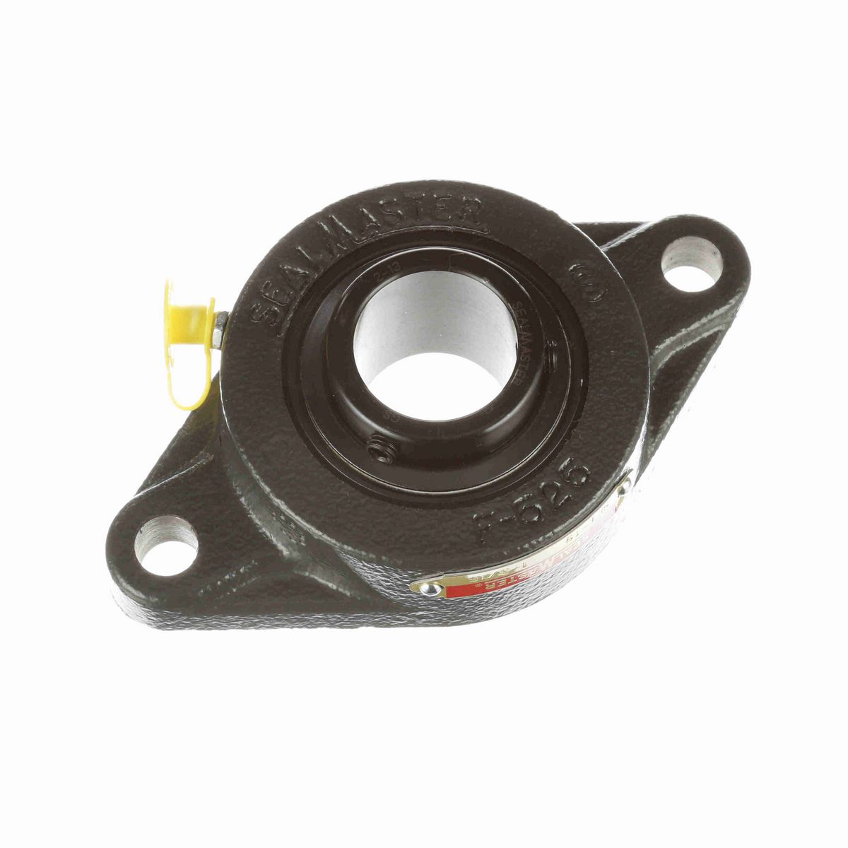 Sealmaster Mounted Cast Iron Two Bolt Flange Ball Bearing - 52100 Bearing Steel, Black Oxided - Setscrew Lock - SFT-19