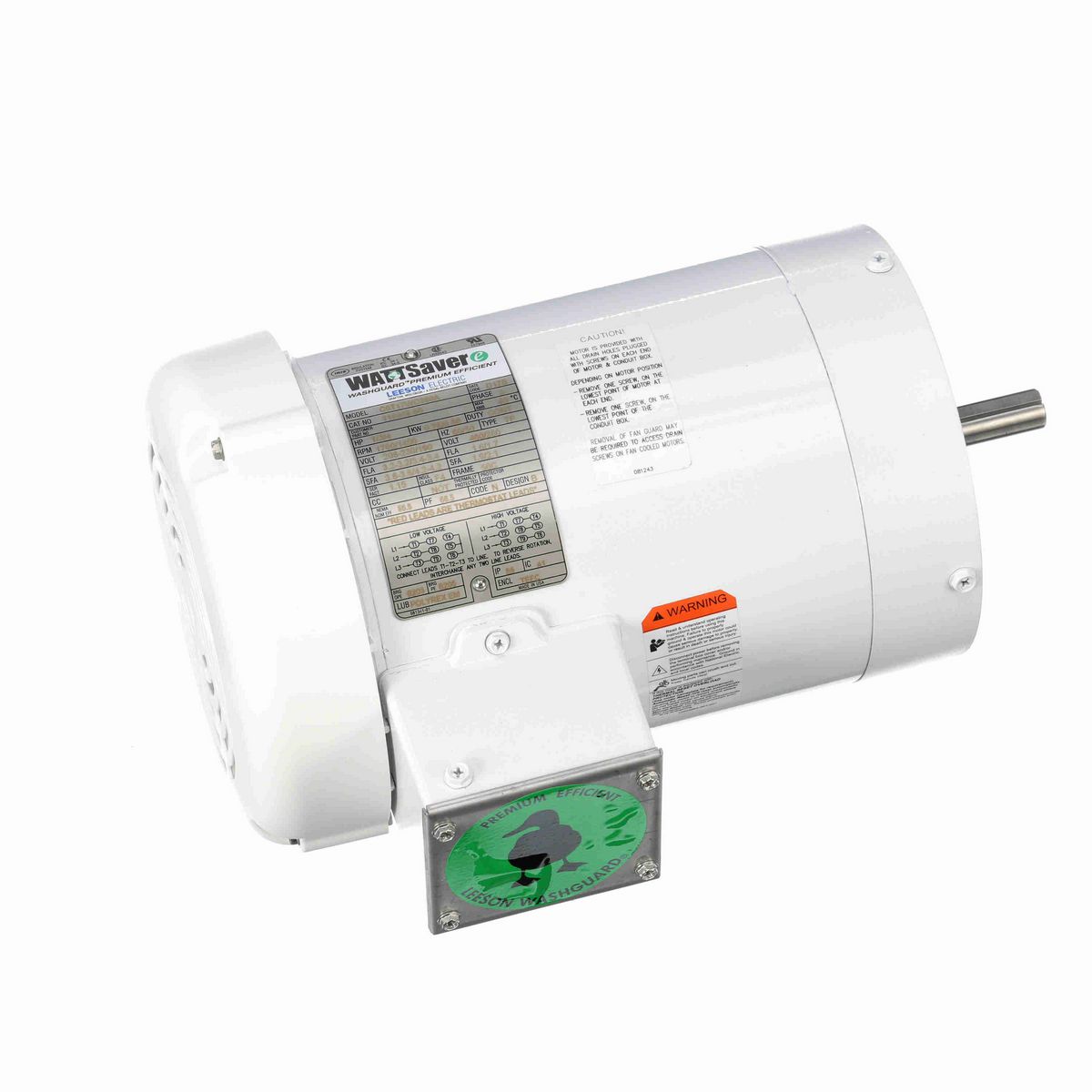LEESON White Duck™ General Purpose Motor, 1 & 0.75 HP, 3 Ph, 60 & 50 Hz, 230/460 & 190/380 V, 1800 & 1500 RPM, 56C Frame, TEFC - 119468.00