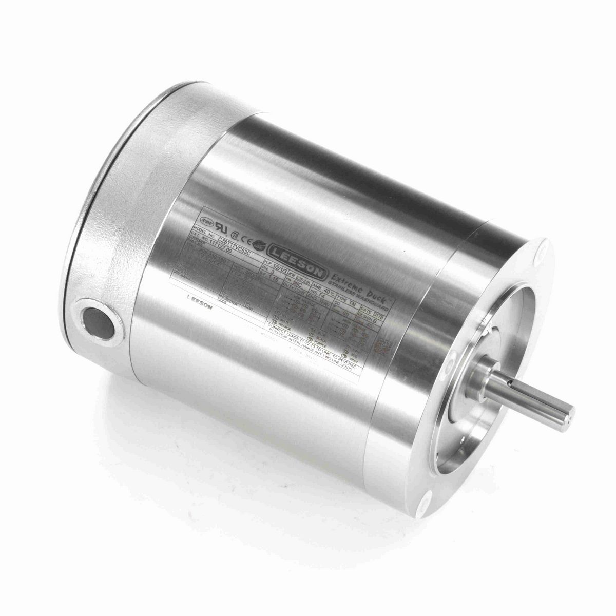 LEESON Extreme Duck® Ultra General Purpose Motor, 0.50 & 0.33 HP, 3 Ph, 60 & 50 Hz, 230/460 & 190/380 V, 1800 & 1500 RPM, 56C Frame, TENV - 117127.00