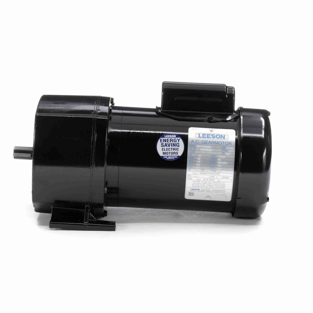 LEESON Parallel Shaft Gearmotor, 0.50 HP, 1 Ph, 60 Hz, 115/208-230 V, 59 RPM, 48Y Frame, TEFC - 107016.00