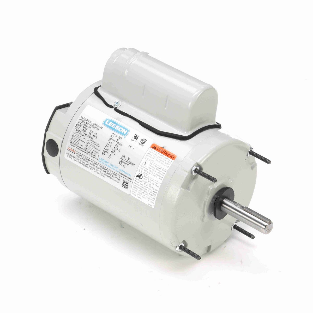 LEESON Fan and Blower Motor, 0.50 HP, 1 Ph, 60 Hz, 115/230 V, 900 RPM, 48YZ Frame, TEAO - A099250.00