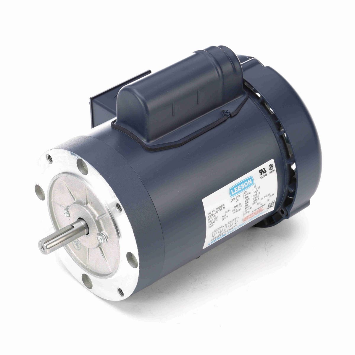 LEESON General Purpose Motor, 1 HP, 1 Ph, 60 Hz, 115/230 V, 1800 RPM, 56C Frame, TEFC - 110058.00