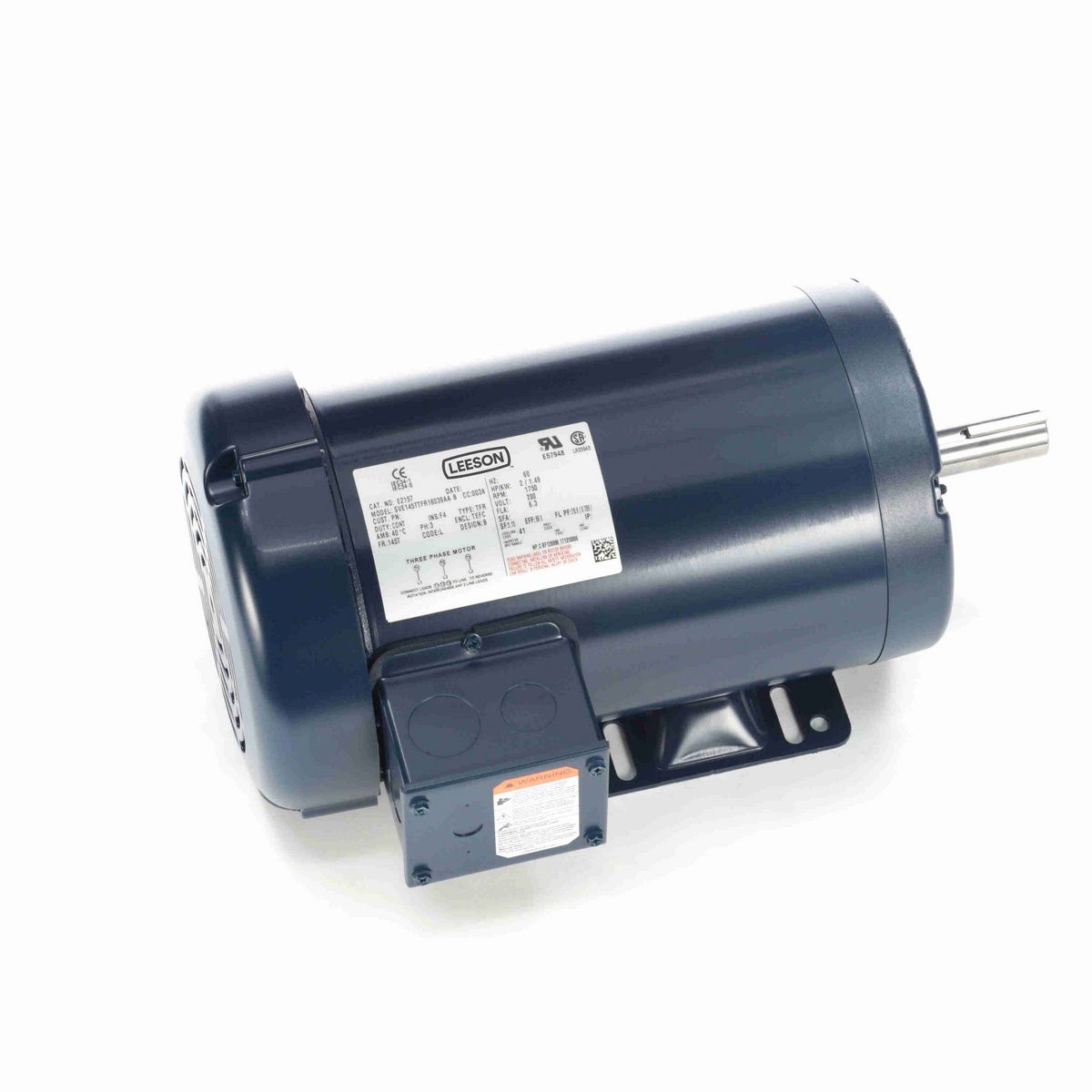 LEESON General Purpose Motor, 2 HP, 3 Ph, 60 Hz, 200 V, 1800 RPM, 145T Frame, TEFC - E2157