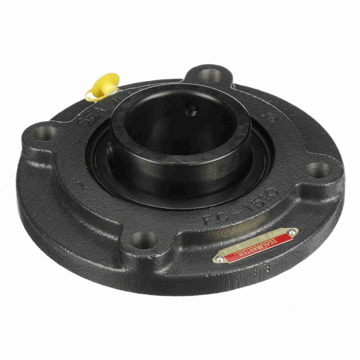Sealmaster Mounted Cast Iron Flange Cartridge Ball Bearing - 52100 Bearing Steel, Black Oxided - Setscrew Lock - MFC-36