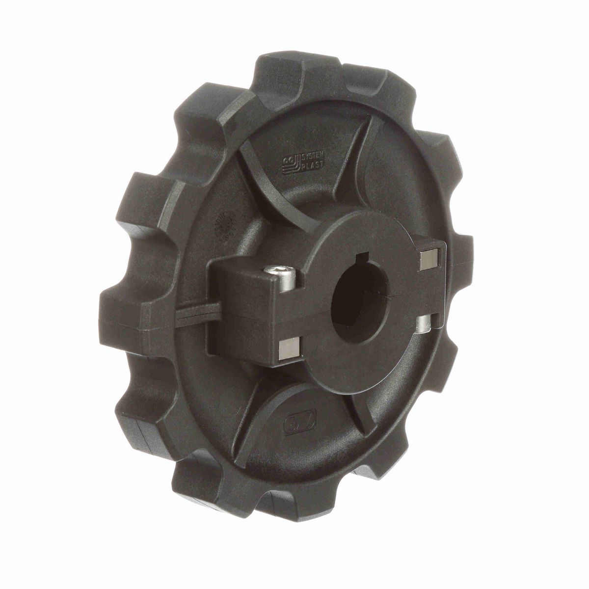 System Plast 882 Series Split Molded Sprocket with 12 Teeth, a 1in Round Shaft-Ready Bore and Setscrew - 882-12R1-DS-SS