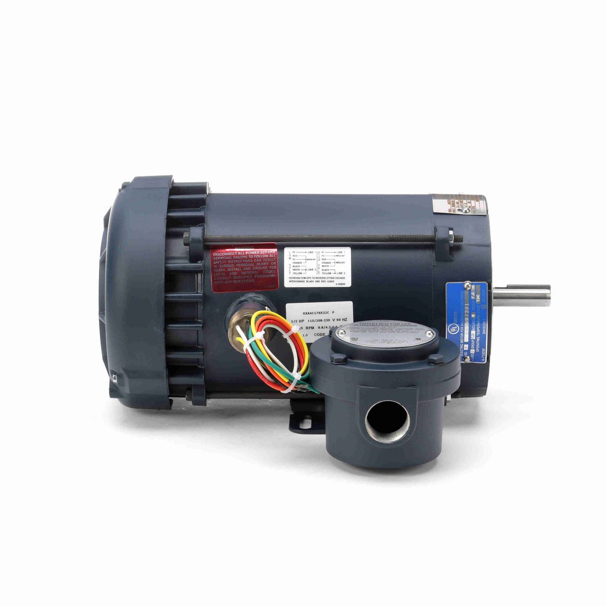 LEESON Explosion Proof Motor, 0.50 HP, 1 Ph, 60 Hz, 115/208-230 V, 1800 RPM, 56C Frame, EPFC - 116609.00
