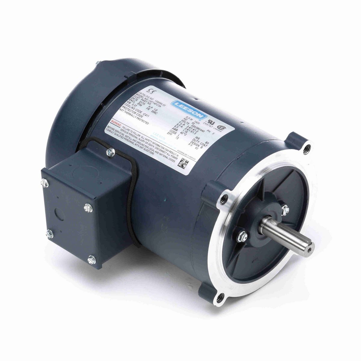 LEESON Special Voltage Motor, 0.50 HP, 3 Ph, 50 Hz, 220/380/440 V, 1500 RPM, S56C Frame, TEFC - 102694.00