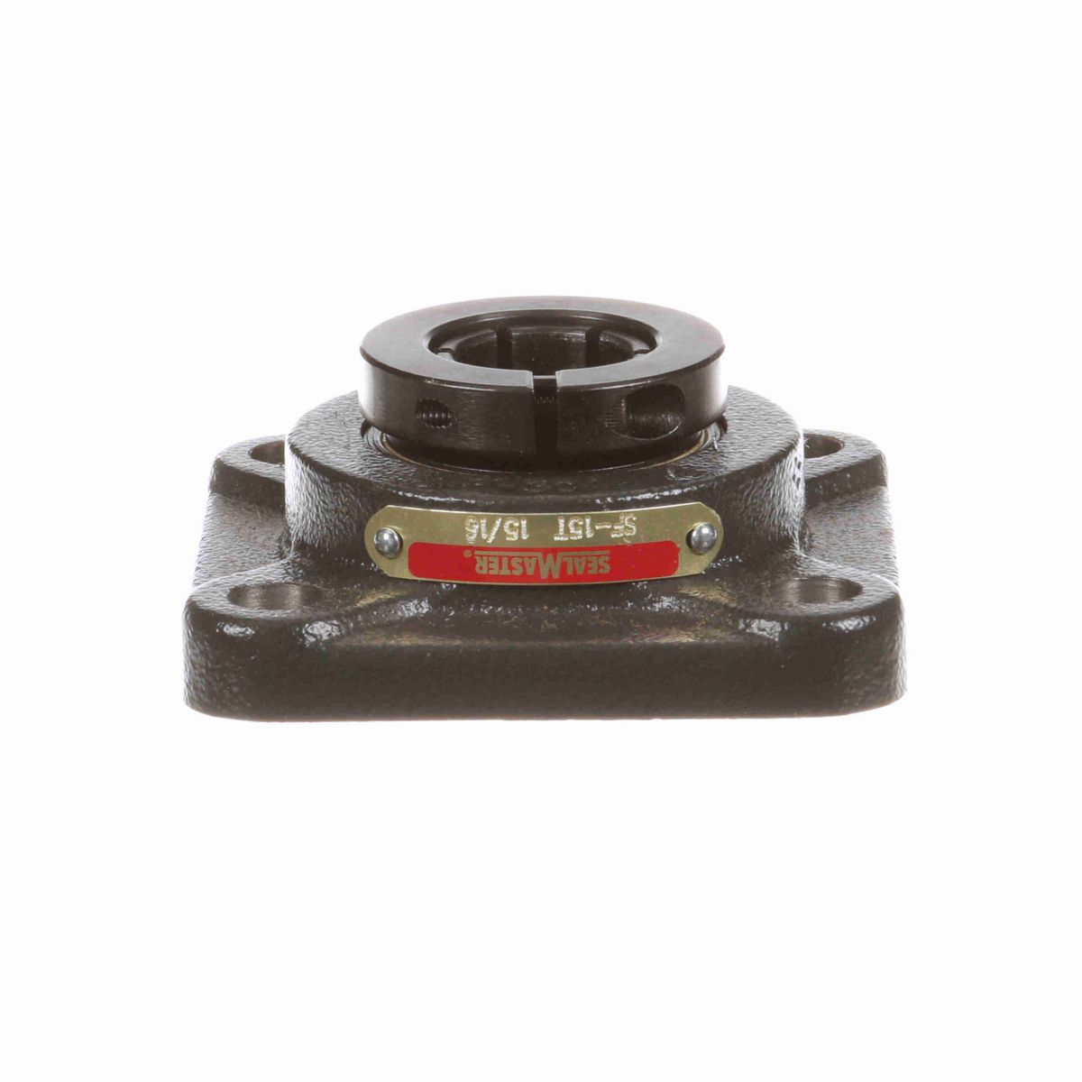 Sealmaster Mounted Cast Iron Four Bolt Flange Ball Bearing - 52100 Bearing Steel, Black Oxided - Concentric Lock - SF-15T
