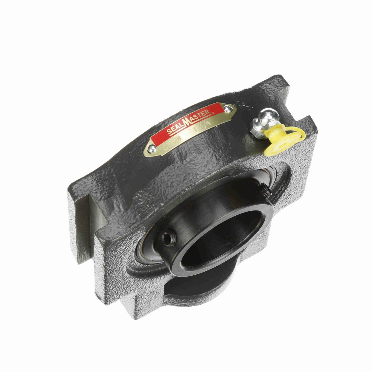 Sealmaster Mounted Cast Iron Wide Slot Take Up Ball Bearing - 52100 Bearing Steel, Black Oxided - Setscrew Lock - ST-28