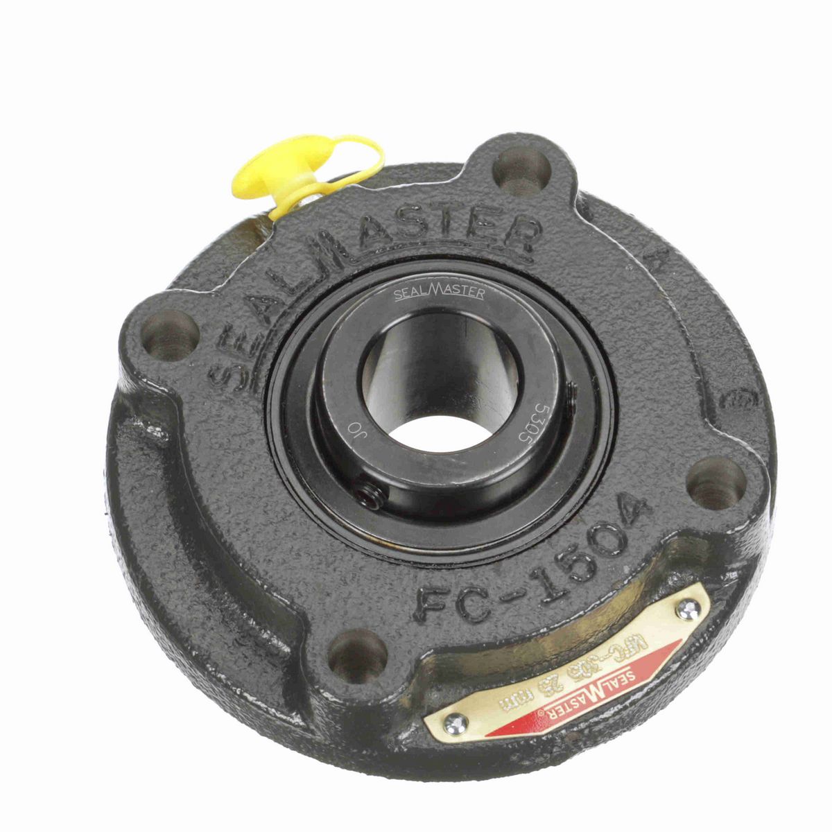 Sealmaster Mounted Cast Iron Flange Cartridge Ball Bearing - 52100 Bearing Steel, Black Oxided - Setscrew Lock - MFC-305