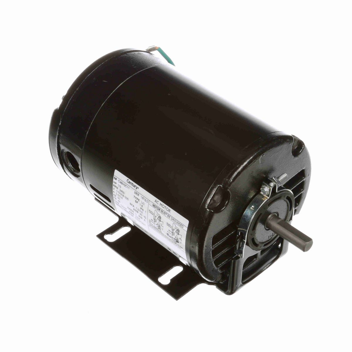 Century Fan and Blower Motor, 1/3 HP, 1 Ph, 60 Hz, 115/208-230 V, 3600 RPM, 48 Frame, ODP - BF1032