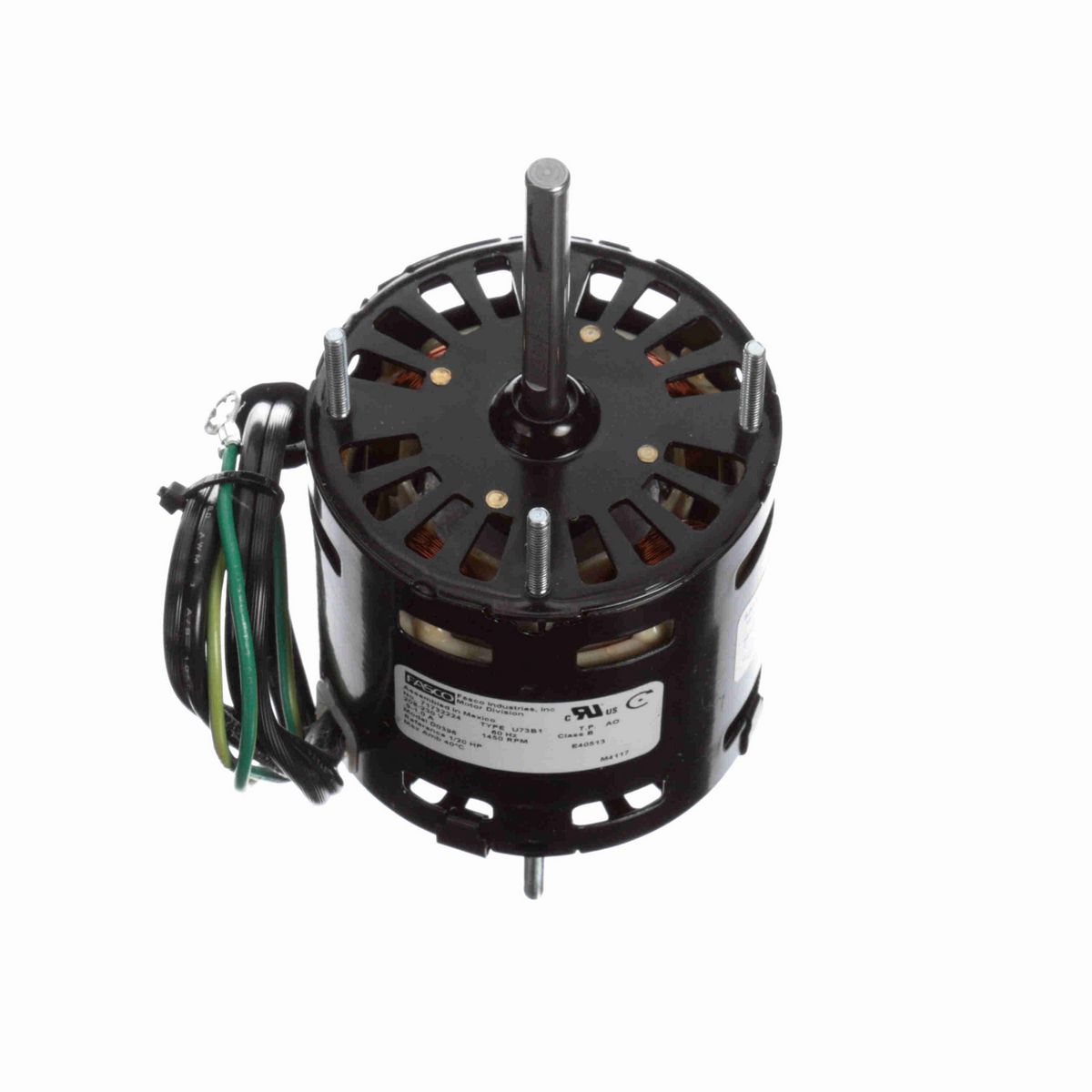 FASCO OEM Replacement Motor, 1/20 HP, 1 Ph, 60 Hz, 208-230 V, 1450 RPM, 1 Speed, 3.3" Diameter, OAO - D0396