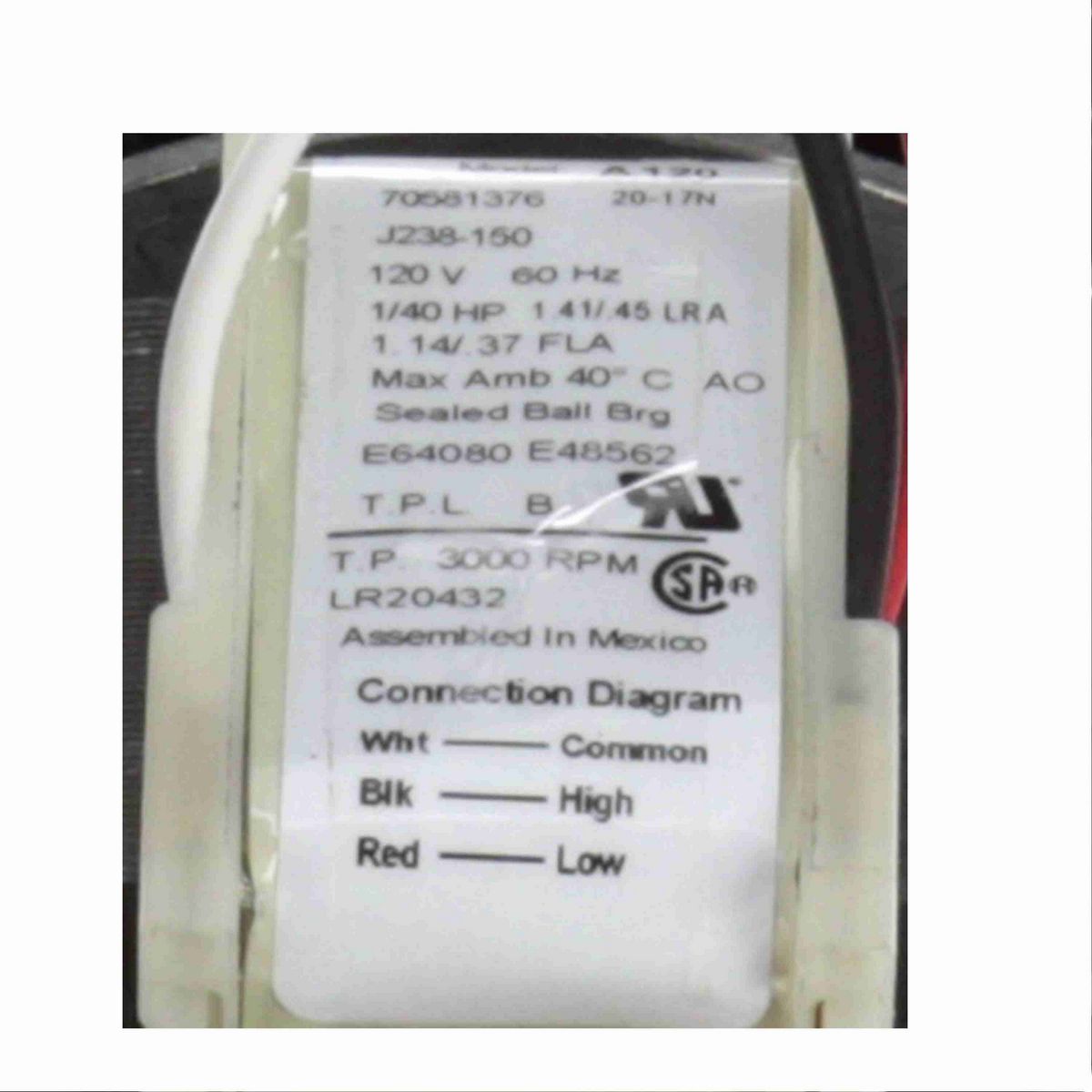 FASCO Rectangular Outlet Shaded Pole OEM Replacement Centrifugal Blower, 120 Volts, Flange: No - A120