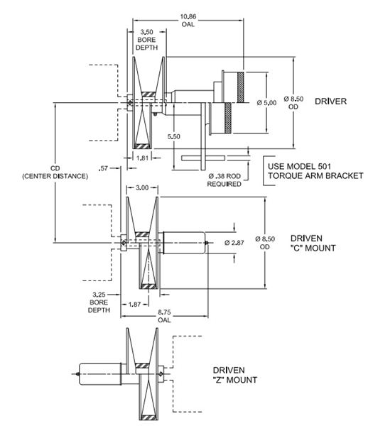 Model 3030C Spring-Loaded Driven Pulleys ("C" Mount) - Imperial Timken 68514420382