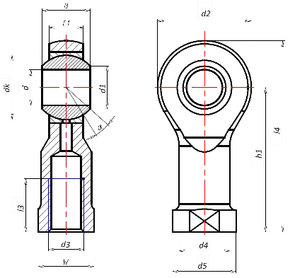 Шарнирная головка Askubal series K, type KI-D, KIL 20-D [101676], внутренняя резьба, не требующая обслуживания