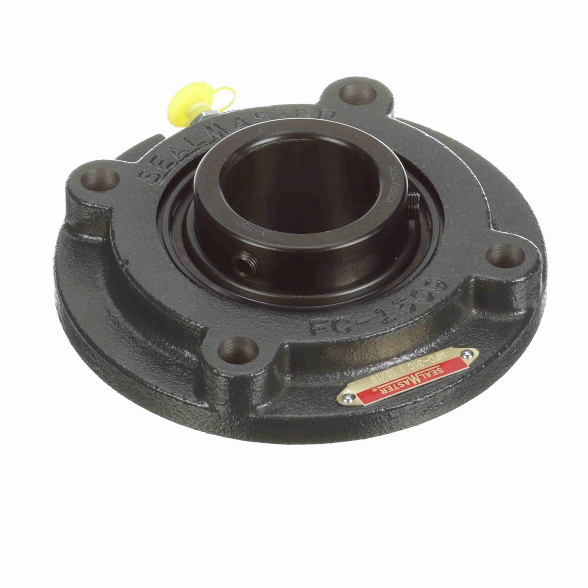 Sealmaster Mounted Cast Iron Flange Cartridge Ball Bearing - 52100 Bearing Steel, Black Oxided - Setscrew Lock - MFC-31C