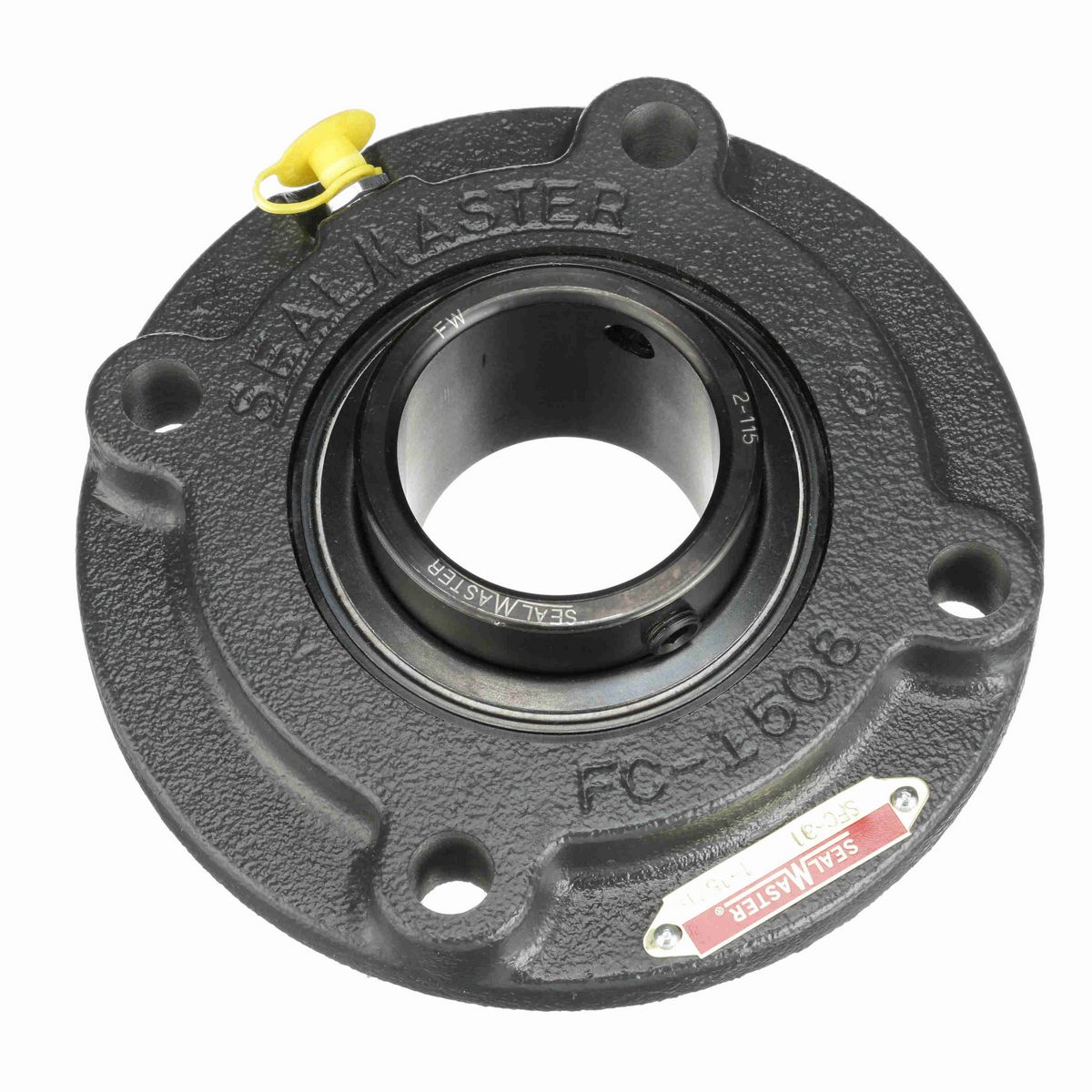 Sealmaster Mounted Cast Iron Flange Cartridge Ball Bearing - 52100 Bearing Steel, Black Oxided - Setscrew Lock - SFC-31