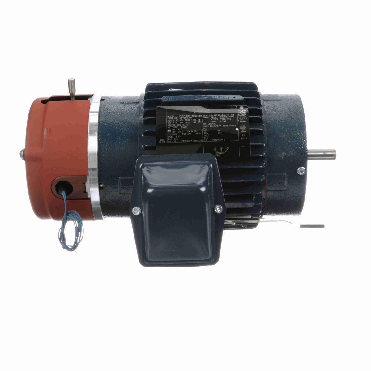 LEESON Brake Motor, 0.75 HP, 3 Ph, 60 Hz, 230 V, 1800 RPM, 56C Frame, TENV - 117699.00