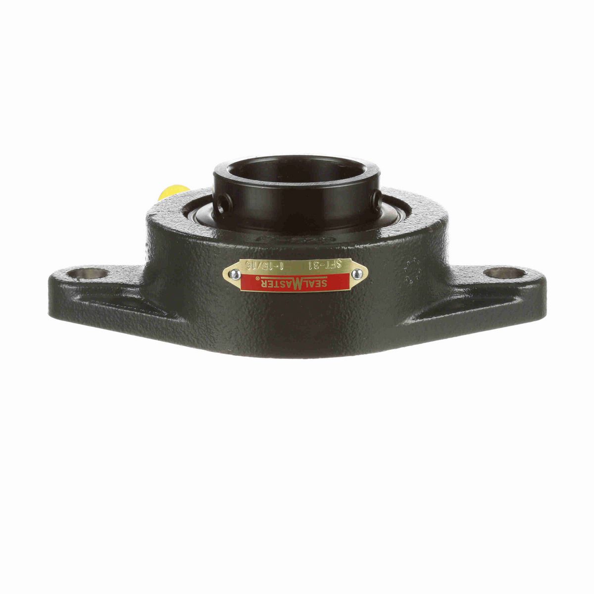 Sealmaster Mounted Cast Iron Two Bolt Flange Ball Bearing - 52100 Bearing Steel, Black Oxided - Setscrew Lock - SFT-31